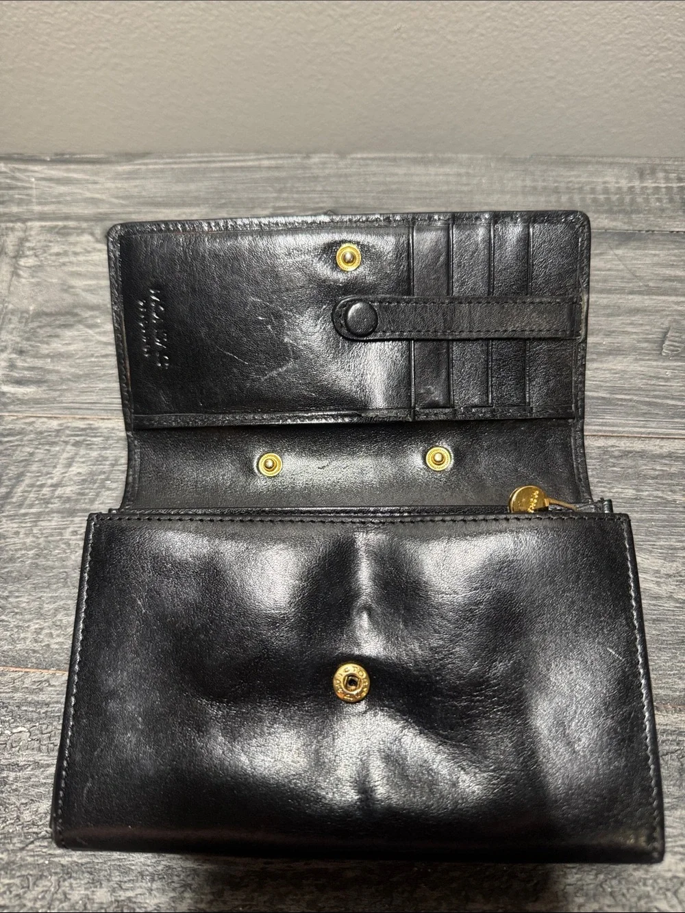 Monsac Black Leather Bi-Fold Wallet with Subtle Logo